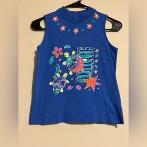 EUC Spumoni Vintage Kids Blue and Red Sea Turtle Tank Top size large (12-14)